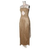 Tassel Knits Sling Beach Maxi Dress ZSD-0347
