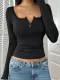 V Neck Solid Color Tops GYWO-55040