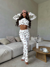 Bell-Sleeve Printed Pants Loungewear 2 Piece Set  GFMC-1815