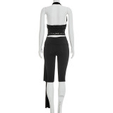 Lace Backless See Through Top Seventh Pants Suit MXBF-J26ST073