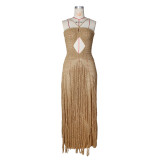 Tassel Knits Sling Beach Maxi Dress ZSD-0347