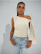 Solid-Color Slash Neck Sleeveless Top  GYWO-55055