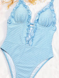 Solid Color Tie Up One Piece Swimsuit CSYZ-G609W