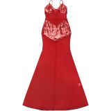 Sexy Ribbon Sequin V Neck Mesh Sling Maxi Dress BY-7647
