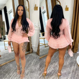 V Neck See Through Mesh Mini Dress BY-7685