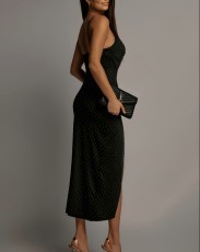 Sexy Hot Drill Solid Color Slit Maxi Dress GFMA-TE2655