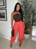 Casual Polka Dots Print Wide Leg Pants YMEF-59065
