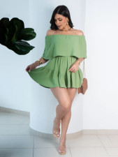 Solid Color Off Shoulder Mini Dress BMF-836