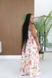 Sexy Print Sling Vest Big Swing Long Skirt 2 Piece Set TE-4752