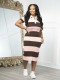 Lapel Contrast Color Split Midi Dress BGN-368