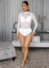 Long Sleeve Mesh See Through Bodysuit(Without Underwear) BMF-843