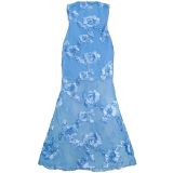 Sexy Ribbon Print Backless Tube Top Maxi Dress BY-7671