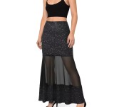 Fashion Patchwork Mesh Big Swing Long Skirts GFMA-TE2677