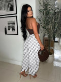 Casual Polka Dots Print Wide Leg Pants YMEF-59065