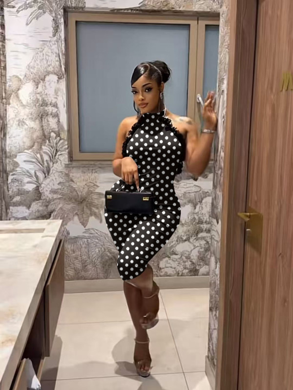 Polka Dots Print Sleeveless Patchwork Jumpsuit TK-6352