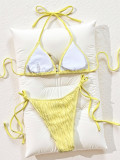 Solid Color Sexy Tiie UP Bikinis 2 Piece Swimsuit CSYZ-G615WY