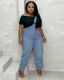 Plus Size Irregular Single Shoulder Denim Jumpsuit GYLN-8368
