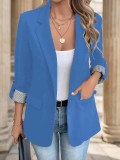 Plus Size Solid Color Casual Blazer Coats GYWO-9907