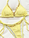 Solid Color Sexy Tiie UP Bikinis 2 Piece Swimsuit CSYZ-G615WY