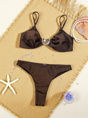 Sexy Tie Up Solid Color Bikinis 2 Piece Swimsuit CSYZ-G611WY