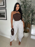 Casual Polka Dots Print Wide Leg Pants YMEF-59065