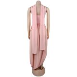 Solid Color Ribbon Sleeveless Split Maxi Dress BY-7659