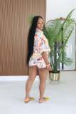 Print Short Sleeve Shirt Shorts 2 Piece Set TE-4751
