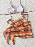 Sexy Print Tie Up Bikinis 3 Piece Swimsuit CASF-6811