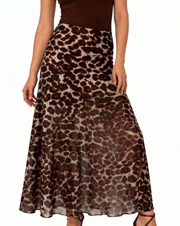 Leopard Print Big Swing Long Skirts GFMA-TE2670