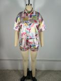 Print Short Sleeve Shirt Shorts 2 Piece Set TE-4751