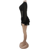 V Neck See Through Mesh Mini Dress BY-7685