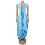 Solid Color Ribbon Sleeveless Split Maxi Dress BY-7659