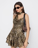 Leopard Print Irregular Sling Mini Dress GFMA-TE25185A