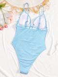 Solid Color Tie Up One Piece Swimsuit CSYZ-G609W