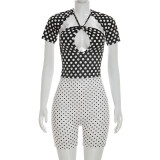 Sexy Polka Dot Print Short Sleeve Rompers GDSF-D26RP081