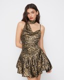 Leopard Print Irregular Sling Mini Dress GFMA-TE25185A