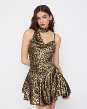 Leopard Print Irregular Sling Mini Dress GFMA-TE25185A