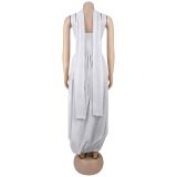 Solid Color Ribbon Sleeveless Split Maxi Dress BY-7659