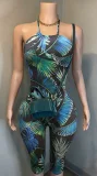 Print Halterneck Backless Slim Seventh Jumpsuit YMEF-59055