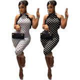 Polka Dots Print Sleeveless Patchwork Jumpsuit TK-6352