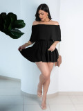 Solid Color Off Shoulder Mini Dress BMF-836