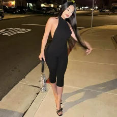 Sexy Backless Sleeveless Solid Seventh Jumpsuit YWXS-P5218506X
