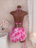 Sexy Print Tie Up Bikinis 3 Piece Swimsuit GXIY-K26L2140