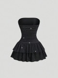 Solid Color Tube Top Cake Dress GXIY-K25L1770