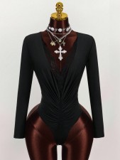 Long Sleeve Lace Patchwork Bodysuit GXIY-K25L1875