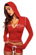Letter Print Zipper Hooded Tops Two Piece Short Set YWXS-K26L2128
