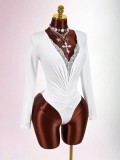 Long Sleeve Lace Patchwork Bodysuit GXIY-K25L1875