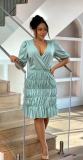Lantern Sleeve Deep V-Neck Mini Dress GMYU-5003