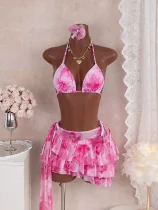 Sexy Print Tie Up Bikinis 3 Piece Swimsuit GXIY-K26L2140