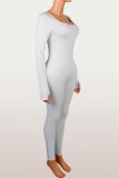 Solid Color Long Sleeve Jumpsuit YWXS-K25L1403